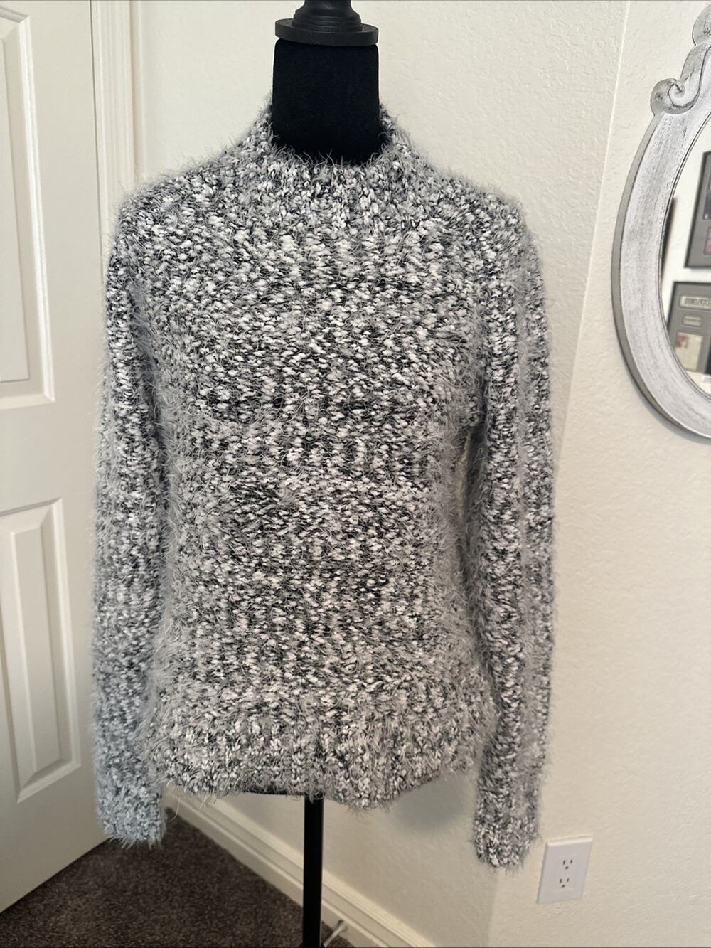 Search For Sanity Women's Cozy Size 1 Small Black And White High Neck Sweater